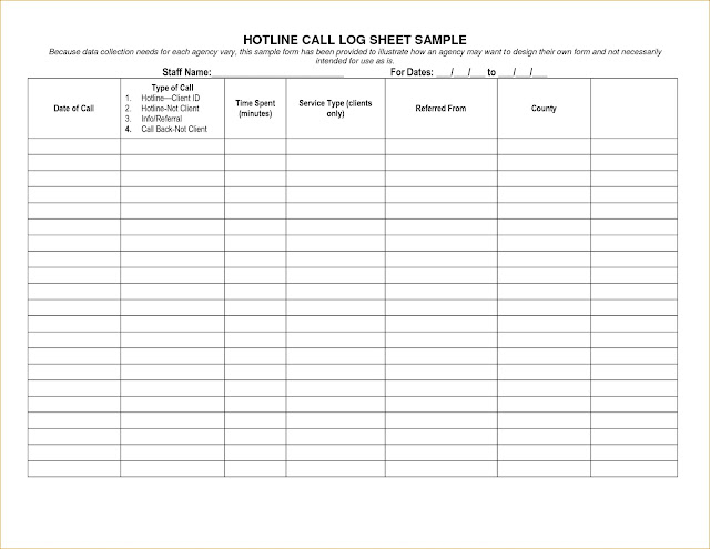Printable Call Log Templates In Excel Excel Template