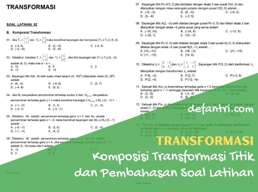Transformasi Geometri, Soal Latihan dan Pembahasan Komposisi Transformasi Pada Sebuah Titik