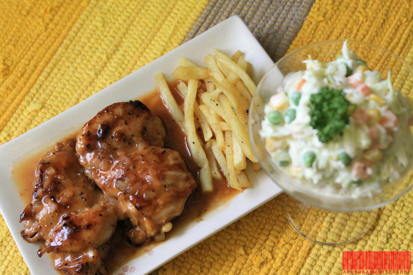 Resepi 90 : Chicken Chop with Coleslaw and Fries