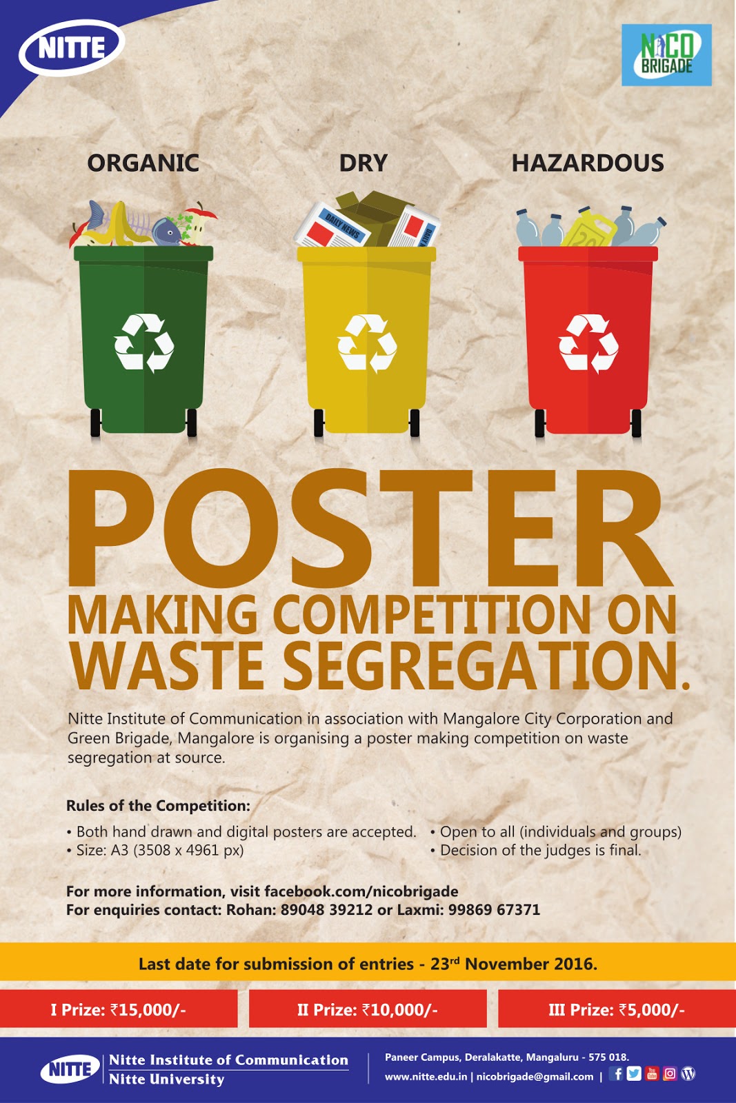Nitte: Poster making competition - waste Segregation - NICO