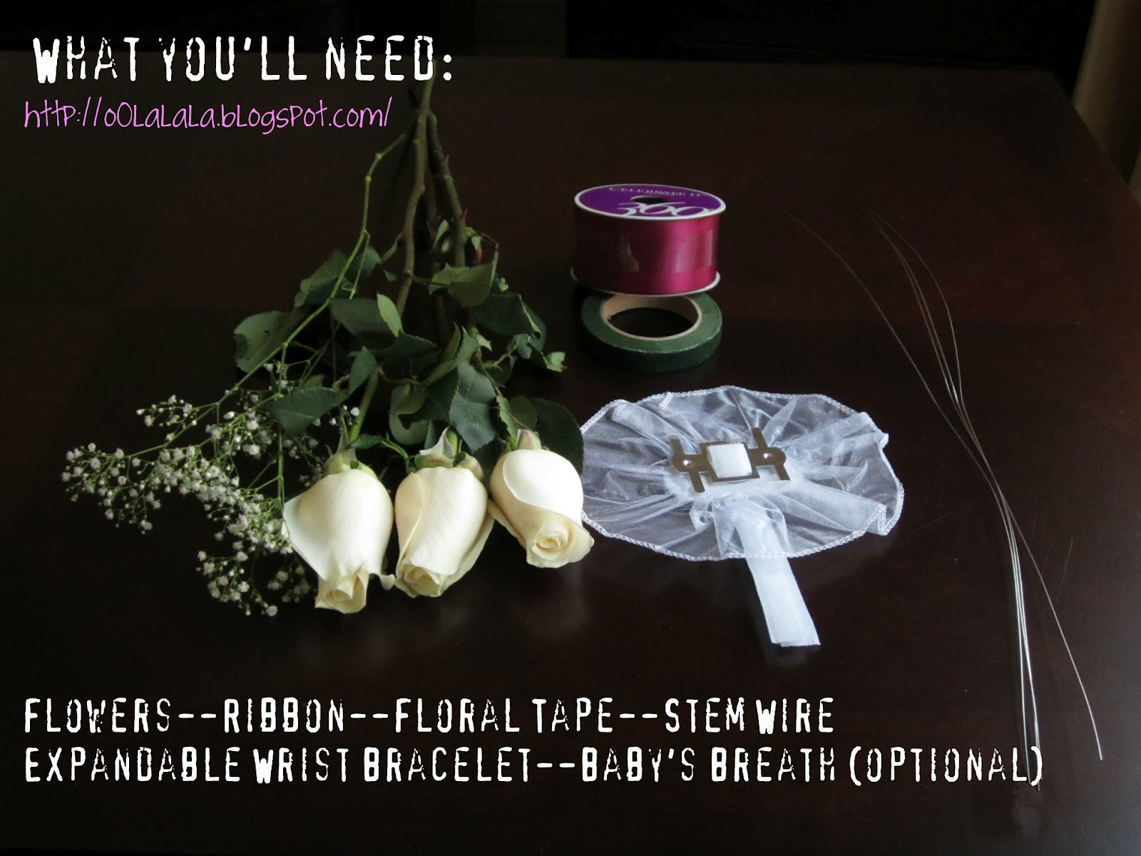 DIY WRIST CORSAGE FOR PROM OR A WEDDING o0LaLaLa
