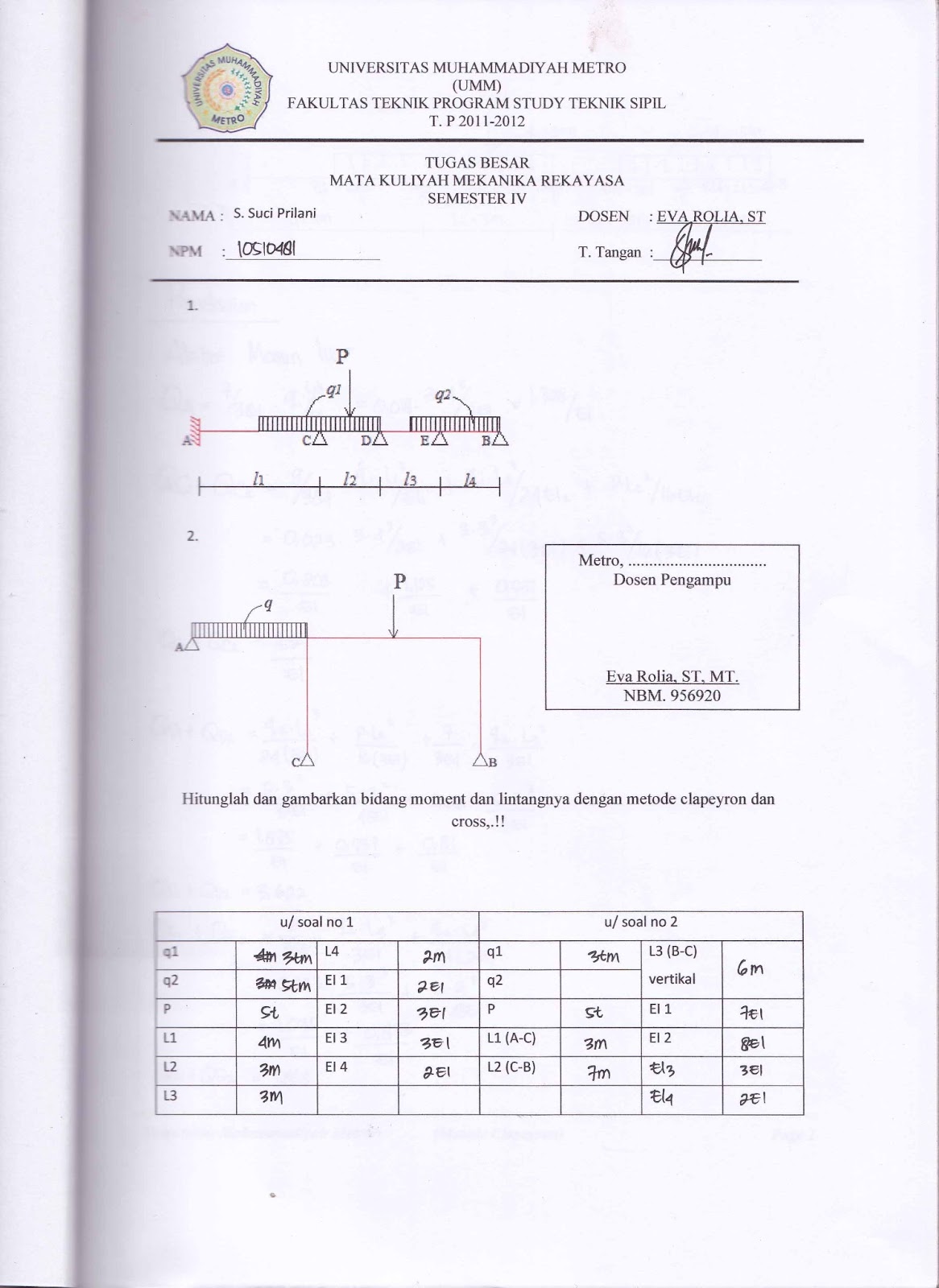 Just for share with all: Soal Mekanika Rekayasa 4 dan Cara