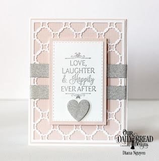 Our Daily Bread Designs, Happily Ever After, Scalloped Chain, Double Stitched Rectangle dies, Ornate hearts, Designed by Diana Nguyen