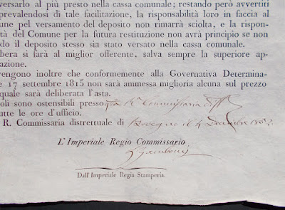 Antico avviso d'asta - documento ottocentesco - Regno Lombardo Veneto - annunci