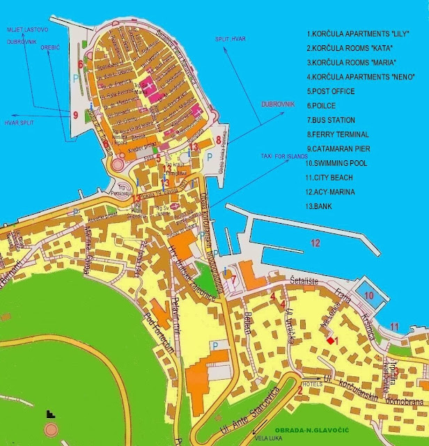 Mapa da cidade de Korcula – Croácia
