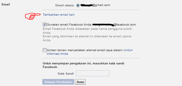 cara mengganti email facebook ~ sunting
