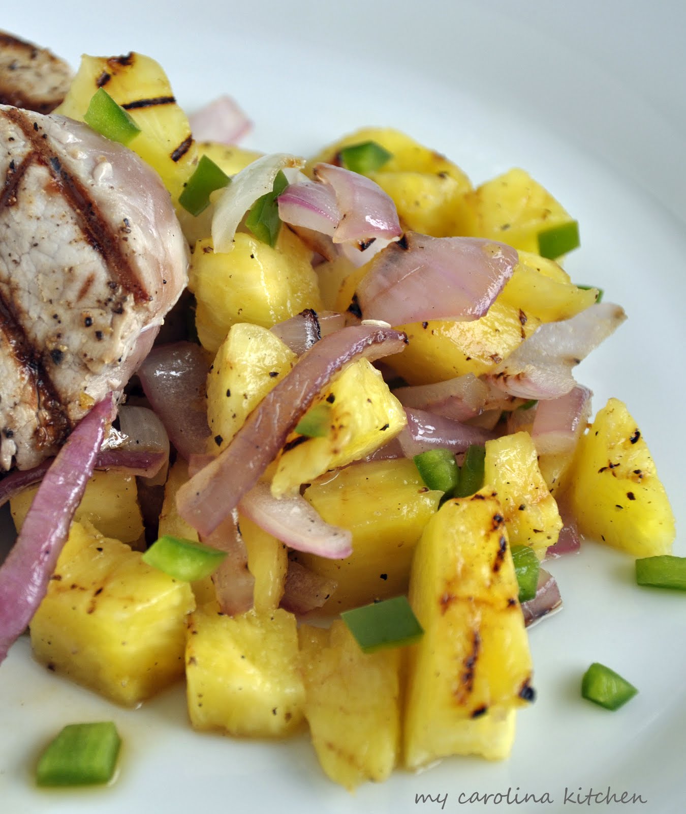 My Carolina Kitchen Spicy Grilled Pineapple and Red Onion Salsa
