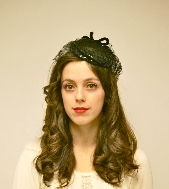 1940s Black Tilt Hat