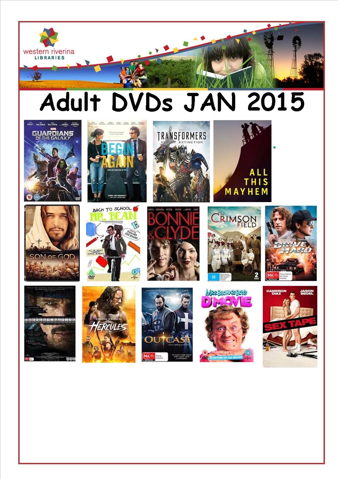 Griffith Library New Jan 2015 DVDs Free At The Library