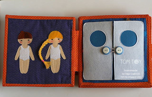 Handmade cloth quiet busy book for Sergio, dressing boy and girl felt dolls, развивающая книжка