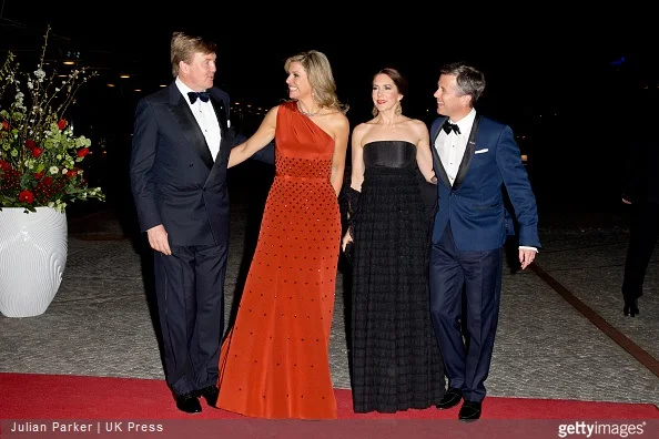  King Willem-Alexander, and Queen Maxima of the Netherlands with Crown Princess Mary, and Crown Prince Frederik of Denmark at The Black Diamond in Copenhagen