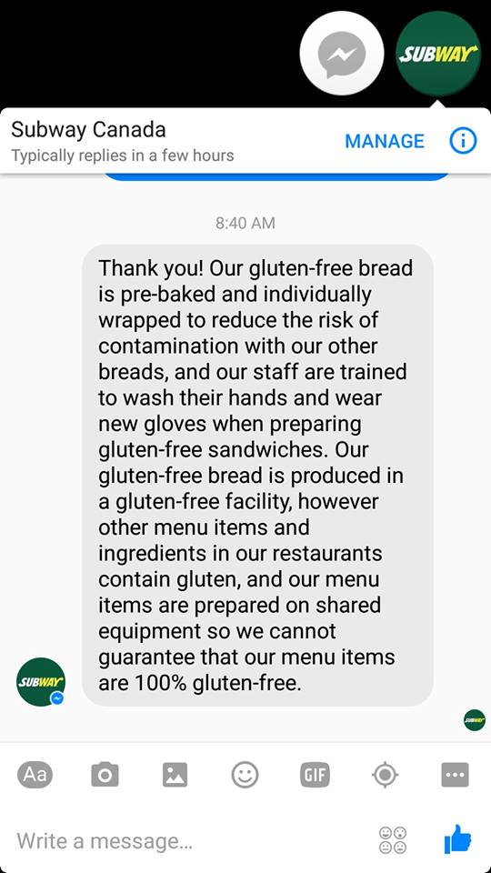 Does Subway Subs have a gluten free bun? Yes!