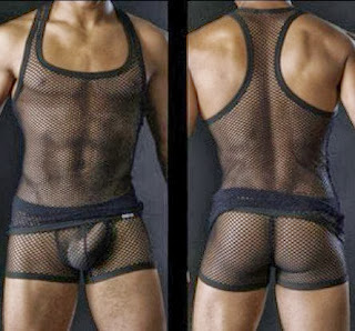 Black Large Mesh Transparent Sexy Men's Underwear Men's Vest Performance Wear