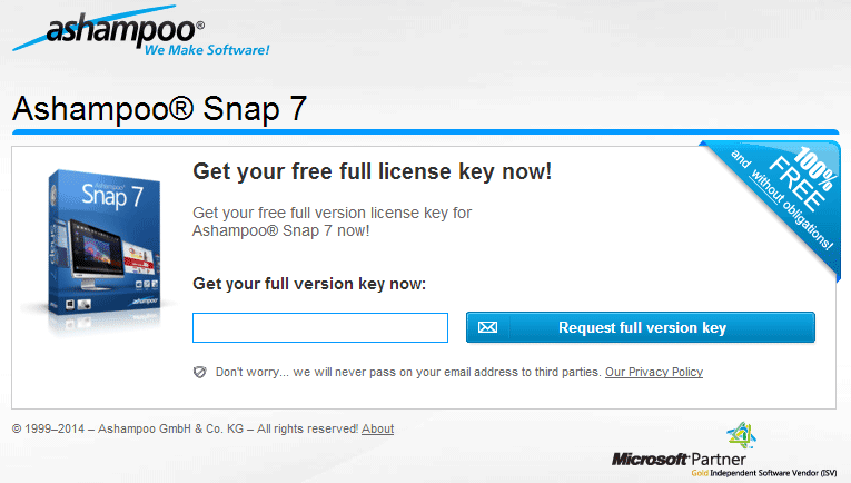 Ashampoo Snap 7 Full Legal License Key Gratis