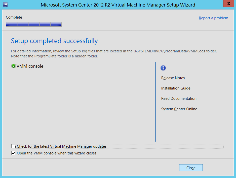 Installing system update. Виртуальный сетап. Установка System Center. Virtual Machine Manager. Complete Setup.