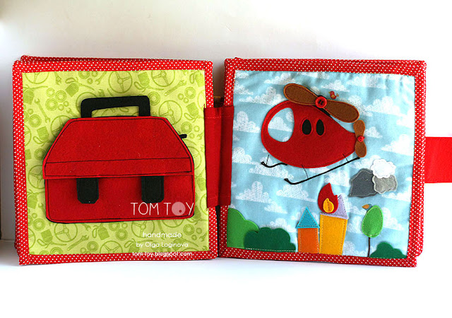 Handmade quiet book for Diezel, fire station themed busy book