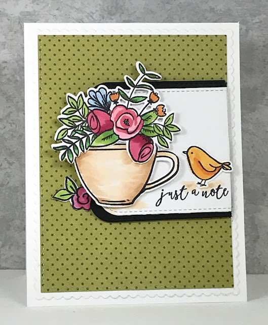 Stamps, Paper and Ink Saying HELLO Just A Note