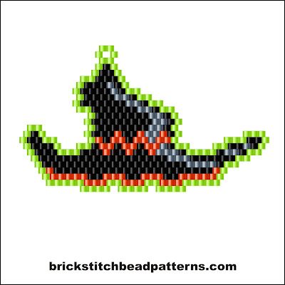 Click for a larger image of the Crooked Witch Hat Halloween brick stitch bead pattern color chart.