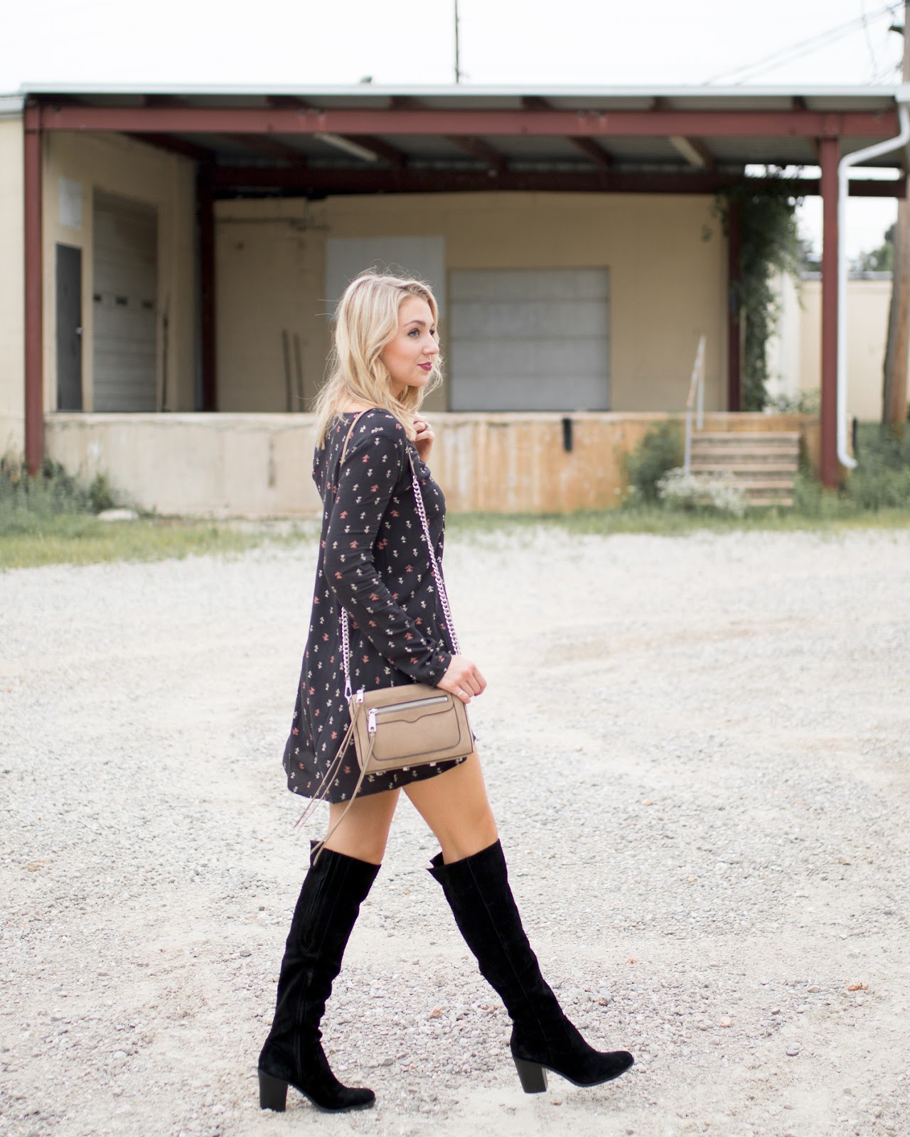 Dress with tall boots