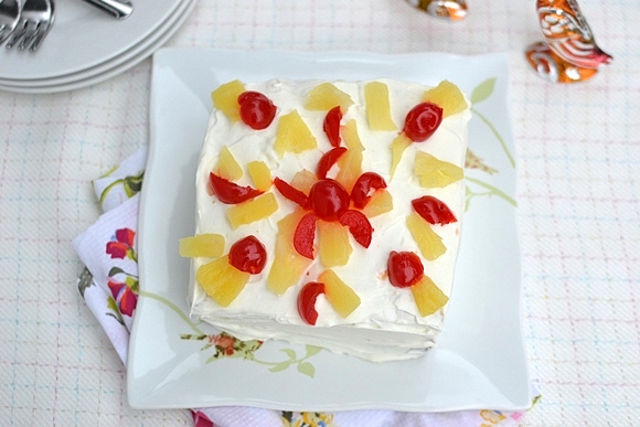 Eggless Pineapple Cool Cake