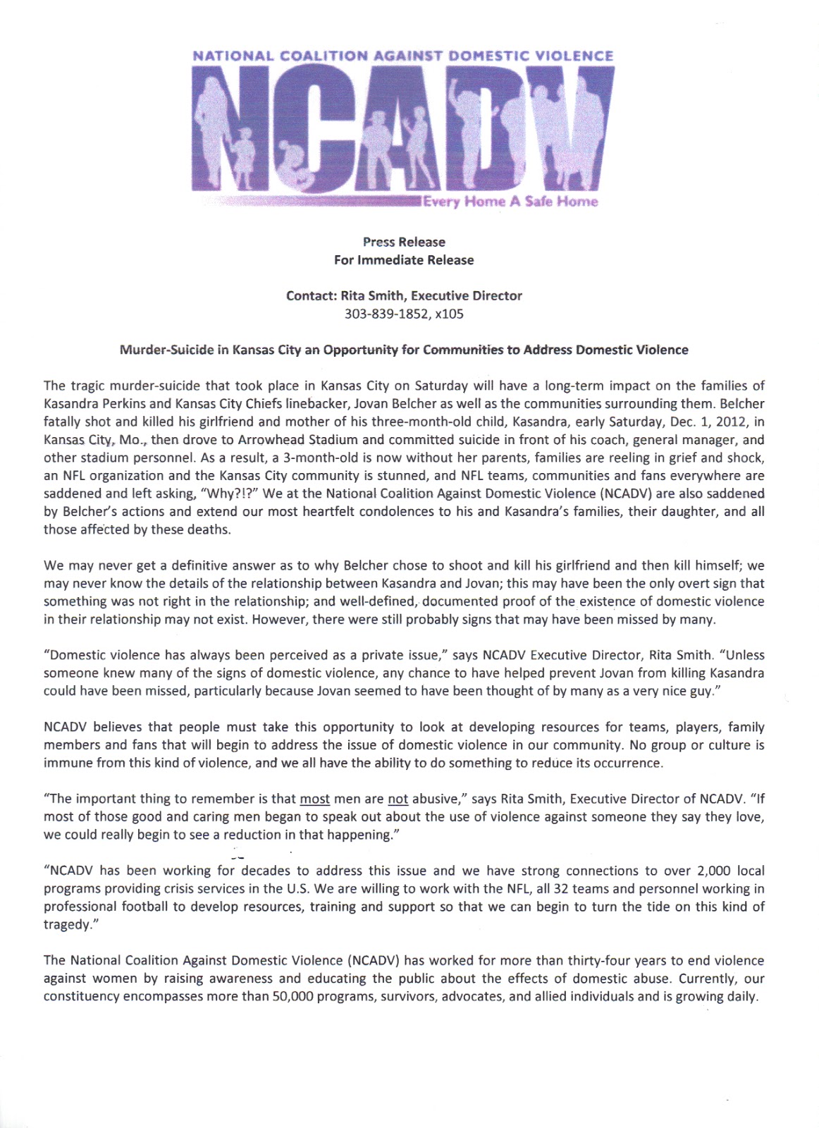 ADVOCATE NCADV Press Release MurderSuicide in KC