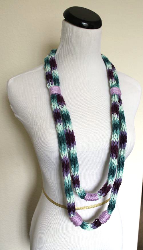SparkleKnit: Cotton Knitted Loom Knit Necklace