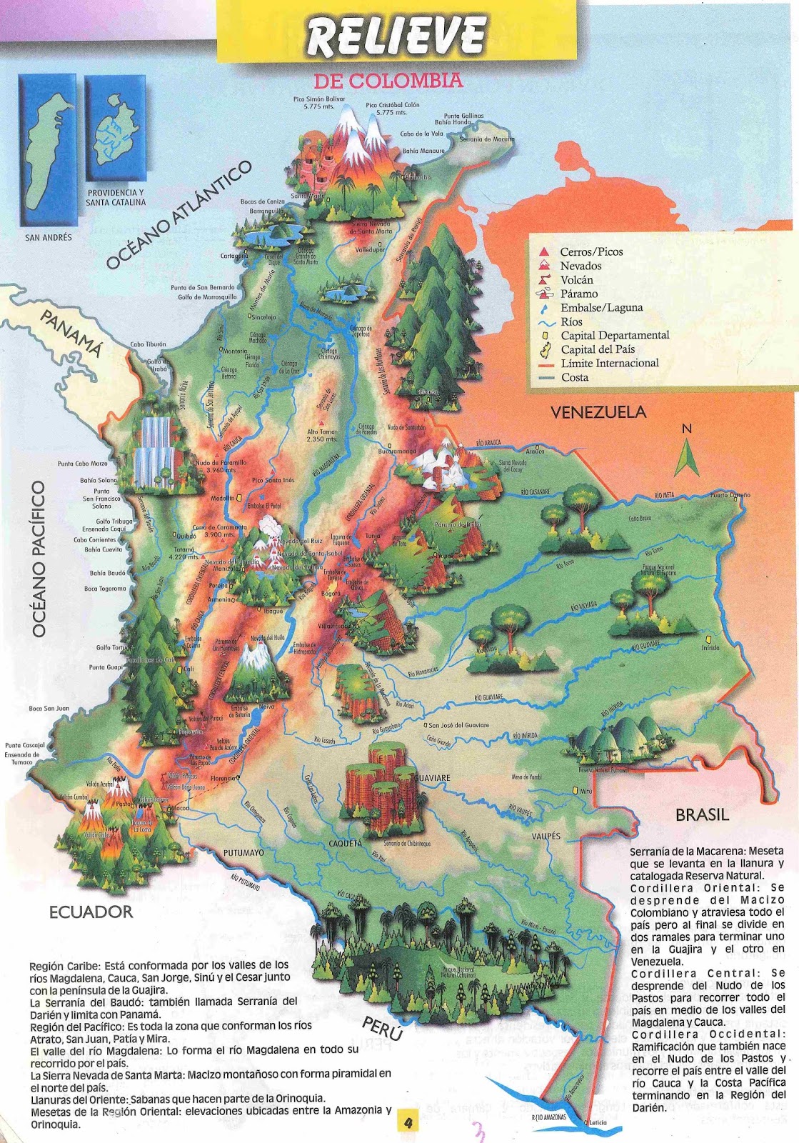 Mapas De Colombia Mapa Del Relieve Colombiano