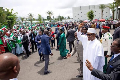 Photographs:Nigeria President Buhari and  Equitorial Guinea president as he arrived on a 2-day official visit