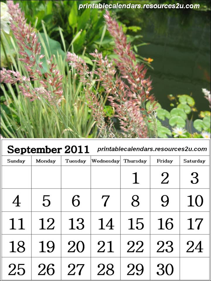 2011: September Calendar 2011 template