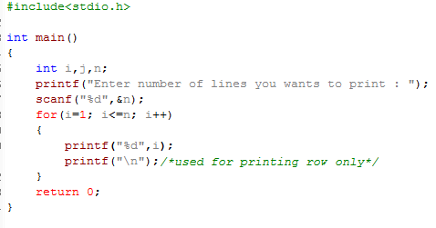 Pyramid Problem in c programming language:print Row or lines only ...