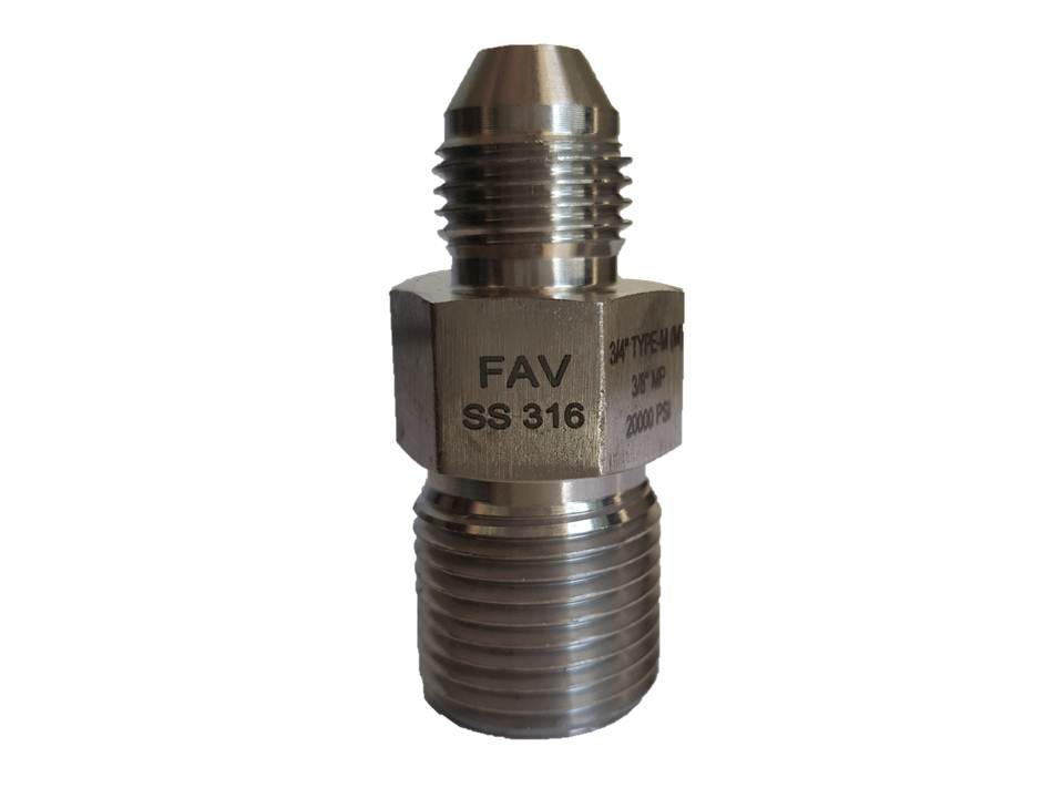 Autoclave Adapters Adapter, 3/4" TypeM Male x 3/8" Medium Pressure