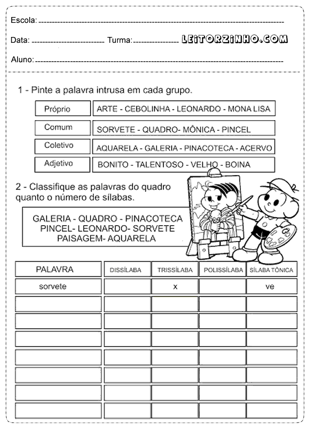 Escreva 5 substantivos