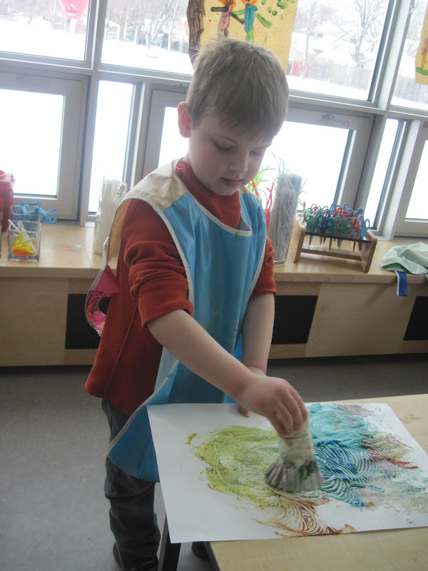 The Wonderful World of Kindergarten Painting with foam brushes