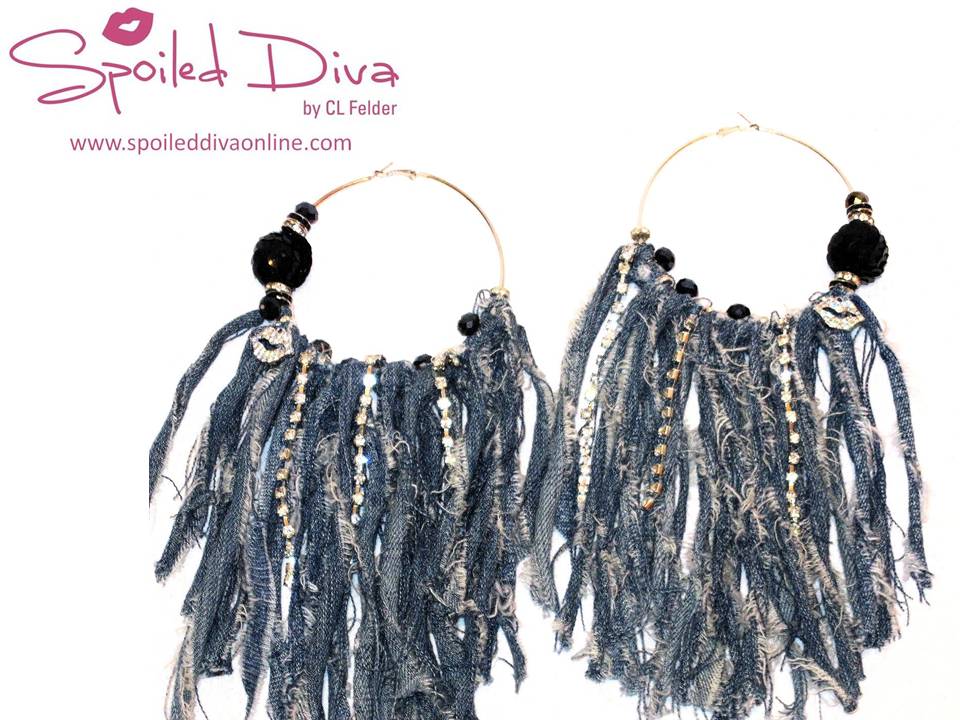 Diary of a Spoiled Diva: Spoiled Diva Giveaway - Denim Fringe Hoop Earrings