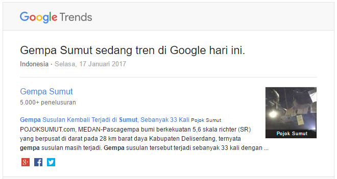 Google Trends - Gempa Sumut