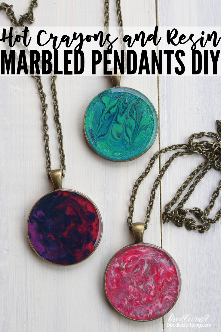 Crayon Marbled Pendants with Jewelry Resin DIY
