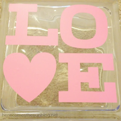 Love Letter Glass Block by herecomesthesunblog.net