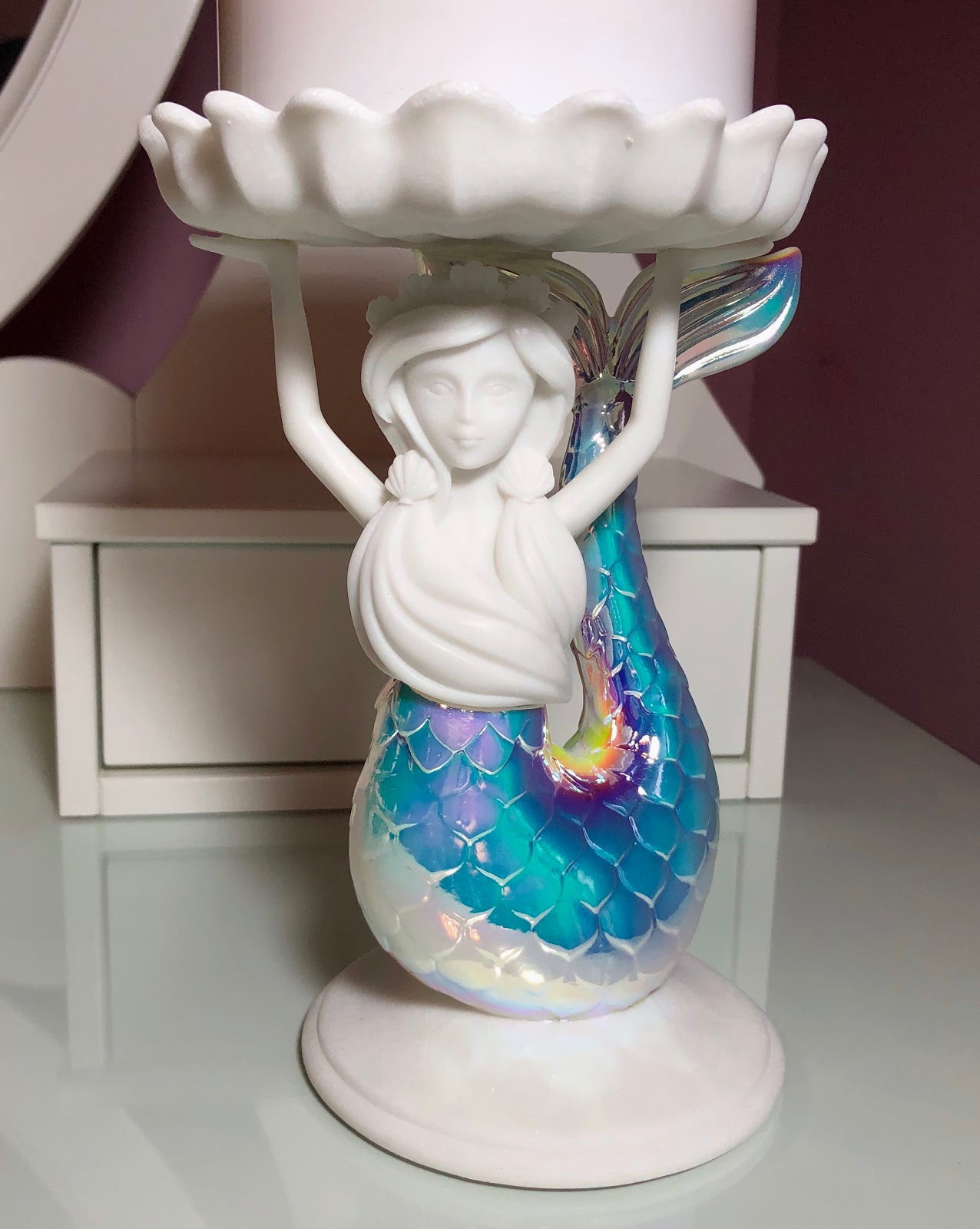 Iridescent Mermaid Pedestal 3Wick Candle Holder Bath & Body Works