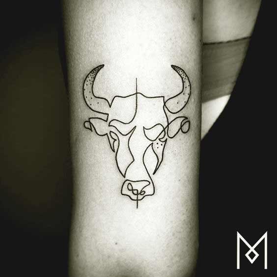 Taurus zodiac bull tattoo design on sleeve