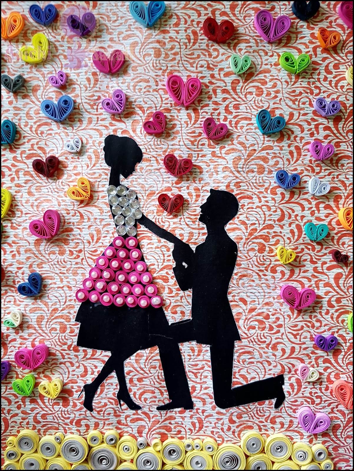 Amazing Anniversary Gift Idea Handmade Quilled Couple Proposing Wall