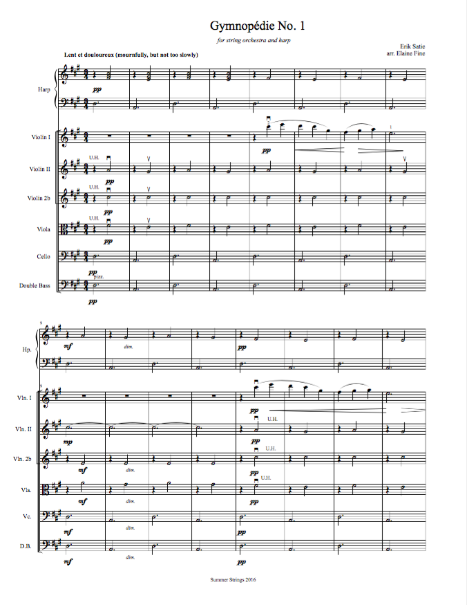 Elaine Fine's Thematic Catalog Transcription Gymnopédie Number 1 by