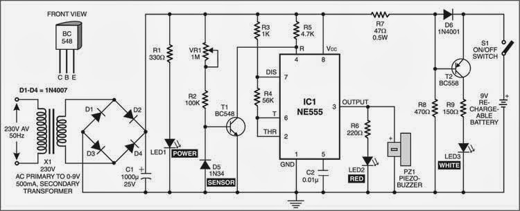 Simple Mains Box Heat Monitor Circuit Diagram