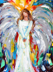 angel paintings oil mermaid tarlton karen fine 12x16 impressionsim palette knife