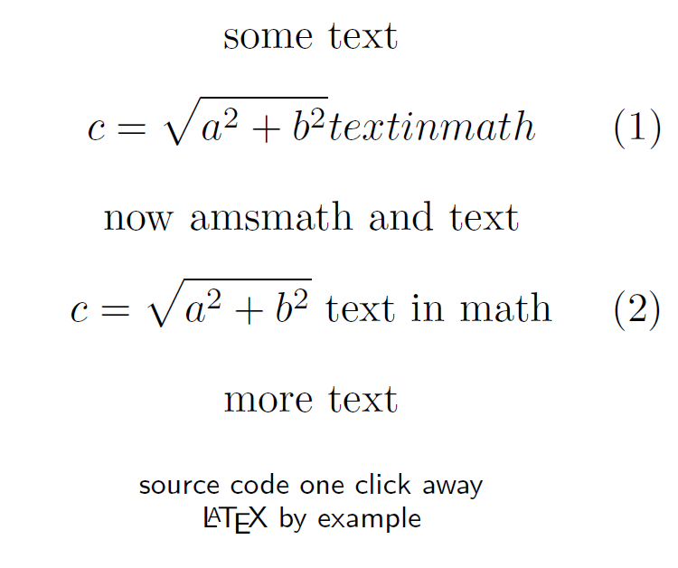 Latex Kurs latex amsmath in equation environment