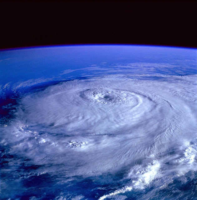 View of a hurricane from space. 