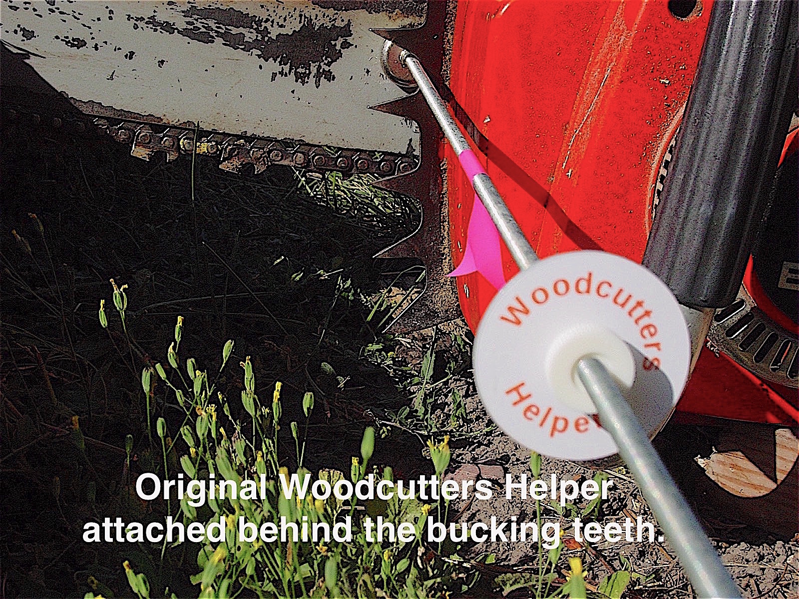 The Woodcutters Helper firewood measuring attachment is a cutting edge
