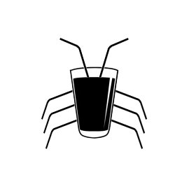 Logo of a pint with straws coming out to make it look likt a bug, the brewing bug!