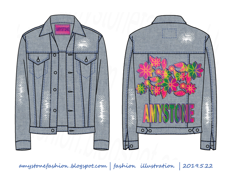 Embellished Denim Jacket Illustration Amy Stone's Sketches