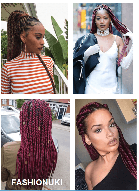 32+ Latest Burgundy Box Braids Ponytails That Will Be Perfect On Summer ...