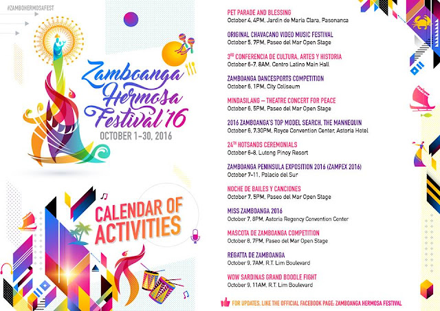 Zamboanga La Hermosa Festival 2016 Schedule of Events